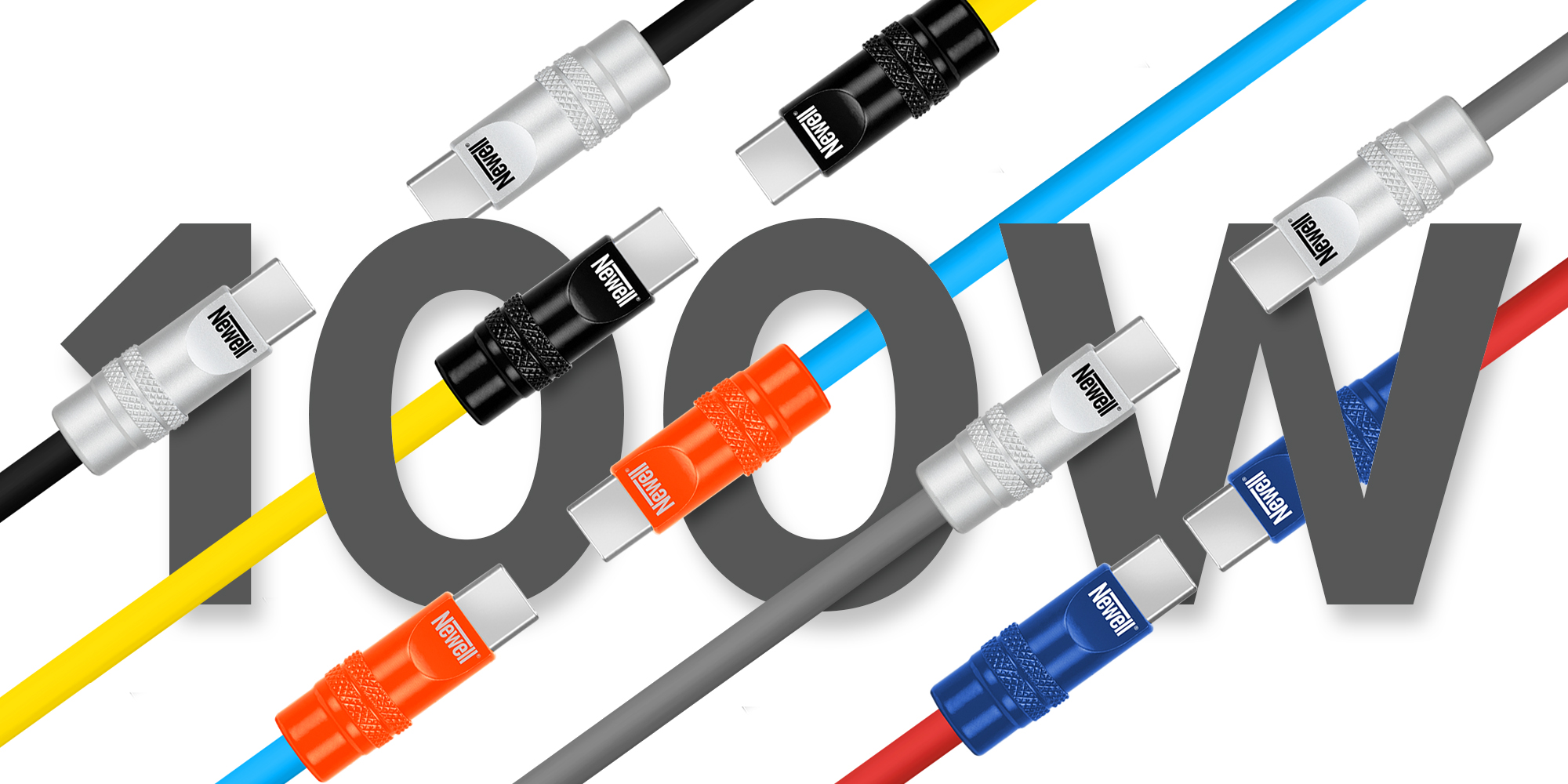 Kabel Newell USB-C - USB-C 100 W, 2 m, silikonowy, żółto-czarny